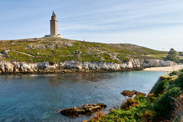 Fototapeta na wymiar Hercules lighthouse. A Coruna, Spain