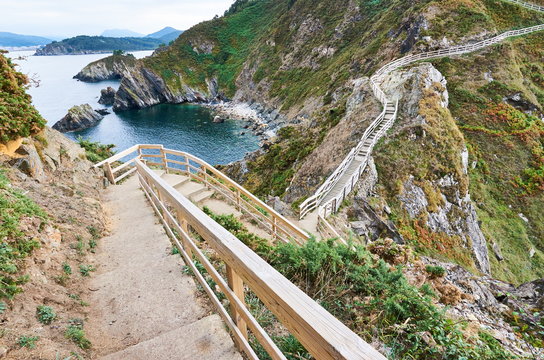 Stairs to the cape known as "O fuci&ntilde;o do porco" in Viveiro, Lugo, Spain