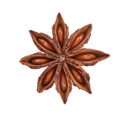 Star anise isolated on white background. Top view