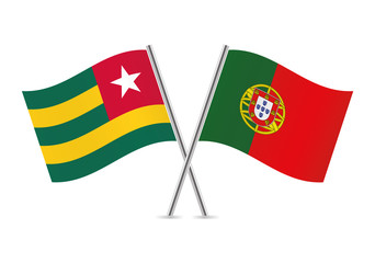 Togo and Portugal flags.Vector illustration.