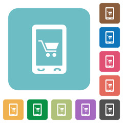 Mobile shopping rounded square flat icons