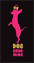 Logo for dog hair salon. Dog beauty salon logo. Pet grooming salon.