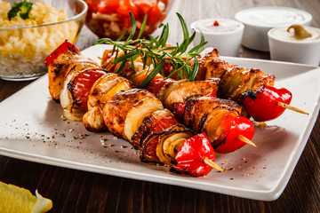 Kebab - grilled meat and vegetables