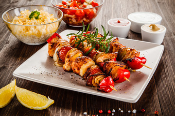 Kebab - grilled meat and vegetables