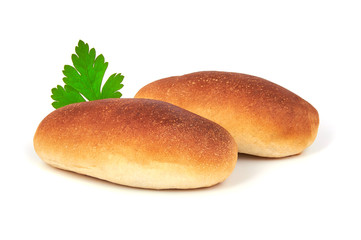 Buns made of wheat flour, isolated on white background.