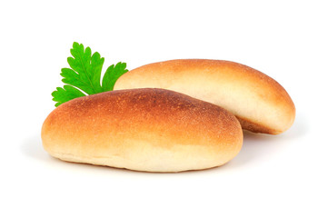 Buns made of wheat flour, isolated on white background.