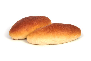 Buns made of wheat flour, isolated on white background.