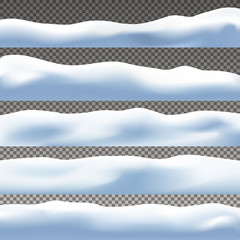 Fototapeta premium snow drifts isolated on transparent background set