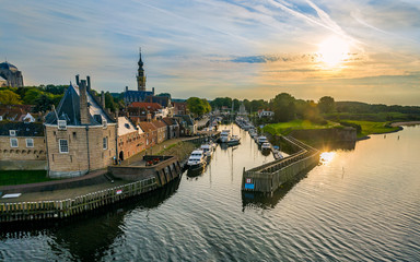 Skyline Veere Areal Shot during sunset