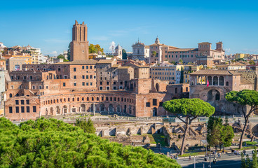 Fototapeta na wymiar Panoramic view of the Trajan's Market in Rome, Italy.