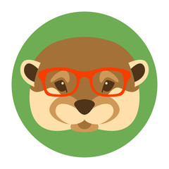 weasel in glasses vector illustration flat style front