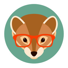 weasel in glasses vector illustration flat style front