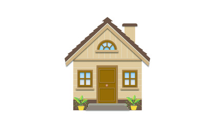 Brown house with plants