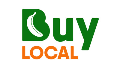 Fototapeta premium Buy local. banana icon. typography. organic fruits farming concept