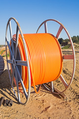 Fiber optic cable roll for broadband internet