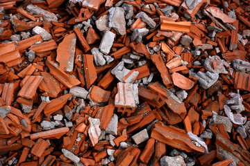 Brick fragments and construction garbage