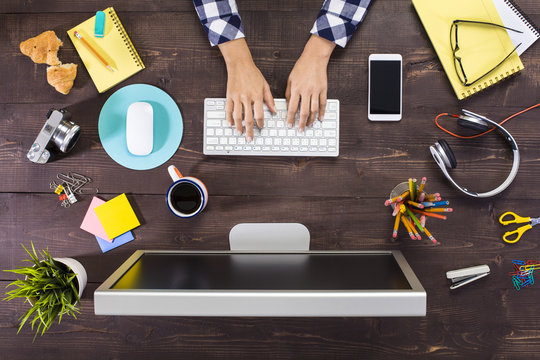 Business person working at office desk