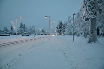 北欧 フィンランド サーリセルカ 街並み 冬 Northern Europe Finland Saariselka Cityscape winter 