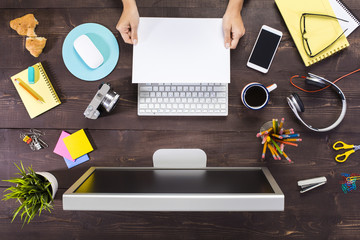 Business person working at office desk