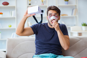 Young man defeated in sports game suffered loss with broken blee