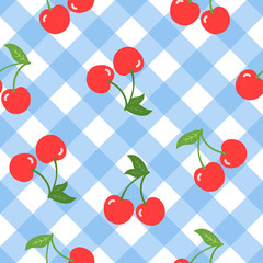 Cherry and Heart Seamless Pattern Vector