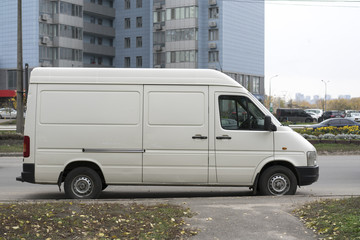 Fototapeta na wymiar White commercial minivan