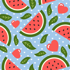 Watermelon Seamless Pattern Colorful Vector