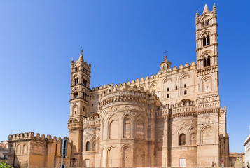 Fototapeta na wymiar Palermo, Sicily, Italy. side facade of the cathedral (UNESCO list)