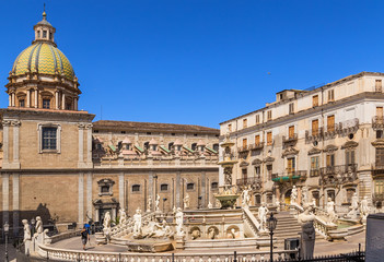 Fototapeta na wymiar Palermo, Sicily, Italy. The fountain of Shame, 1554