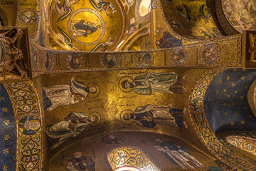 Fototapeta na wymiar Palermo, Sicily, Italy. Martorana Church, XII century, UNESCO World Heritage List: Byzantine mosaics, XII century