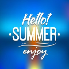 Summer holidays poster with blurry effect. Vector background.