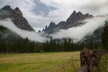 Mist in the dolomites, Fischleintal, Sexten, Pustertal, Bolzano, Trentino Alto Adige , Italy