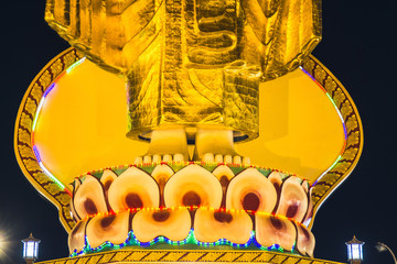 Image Of Buddha / Kyainge Tong, Myanmar - March 10: Image Of Buddha Statue At Dark Night Background...