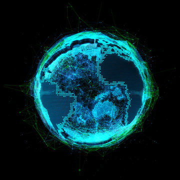 Technology planet Earth 3d rendering 3d illustration