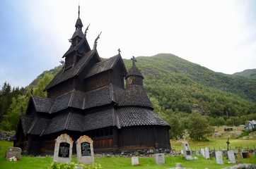 Fototapeta na wymiar 北欧 ノルウェー ボルグンド スターブ教会 夏 Northern Europe Norway Borgund Stave church summer