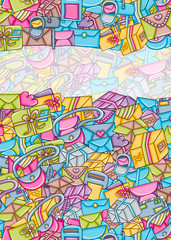 Post and mail delivery concept. 3d cartoon doodle background design. Hand drawn colorful vector