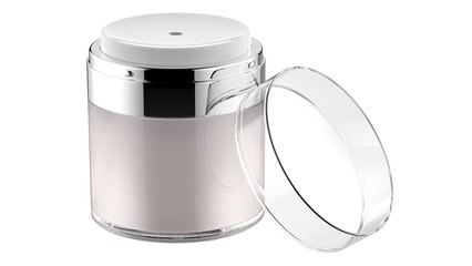cosmetic airless dispenser on white backgound.