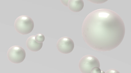 Pearls floating in the air. 3d render.