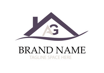AG  letter house logo design