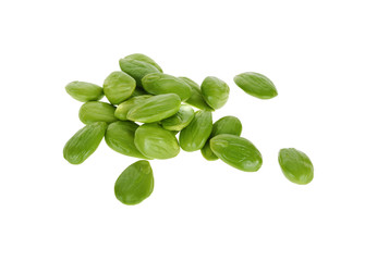 Parkia speciosa seeds (bitter bean) isolated on white background