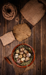 Quail eggs in bowl