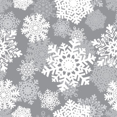 Winter seamless background with snowflakes. Winter holiday and Christmas background. Vector illustration