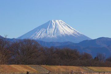 信玄堤から望む富士山