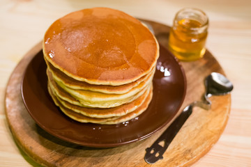 Pancake, Breakfast, Honey.