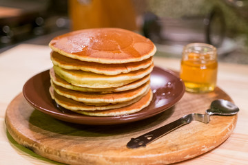 Pancake, Breakfast, Honey.