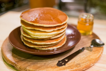 Pancake, Breakfast, Honey.