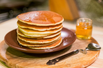 Pancake, Breakfast, Honey.