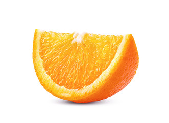 slice of orange fruit on white background
