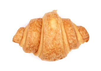 croissant isolated on white background closeup, top view