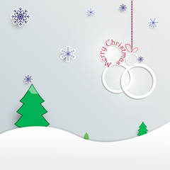 Christmas background with Christmas tree and snowflakes